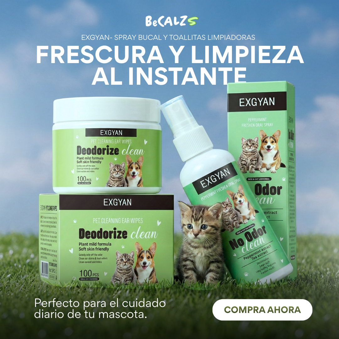 Combo de Limpieza para Mascota - Spray Bucal y Toallitas Limpiadoras Exgyan 😱50% DE DESCUENTO😱