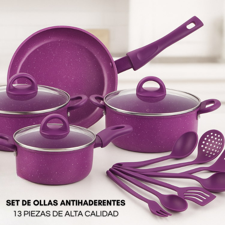 Set de 13 Piezas de Ollas Antiadherentes - 😱EL REGALO PERFECTO PARA MAMÁ😱