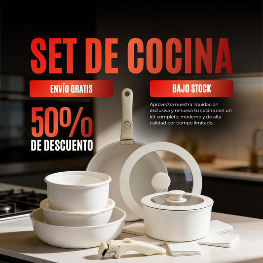 Set de Cocina con Mango Extraible - PRODUCTO EN TENDENCIA 😲50% DE DESCUENTO😲