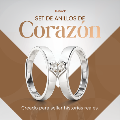 Set de Anillos de Corazón ♥️EL MEJOR REGALO PARA ESTE SAN VALENTIN♥️ 50% DE DESCUENTO😱