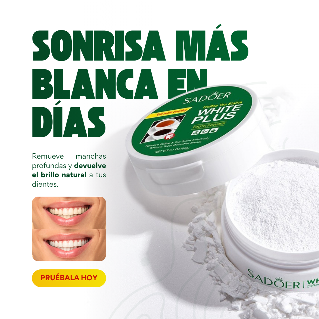 Polvo Dental Blanqueador Sadoer - Dientes Blancos en Segundos 😱LLEVA 2 Y PAGA 1😱