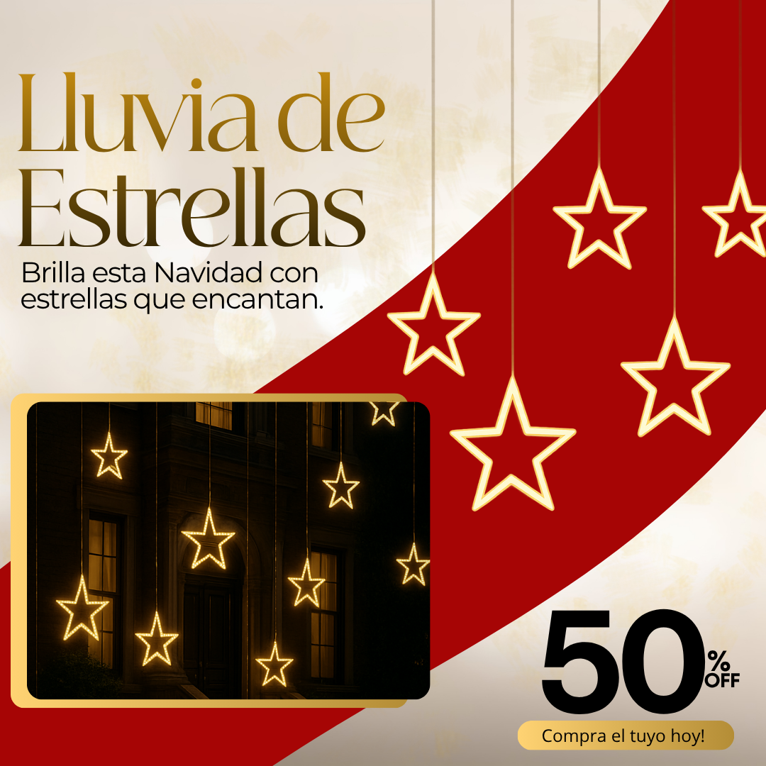 Lluvia de Estrellas Navideñas - Con Panel Solar + 12 Horas Continuas de LUZ ✨50% DE DESCUENTO✨