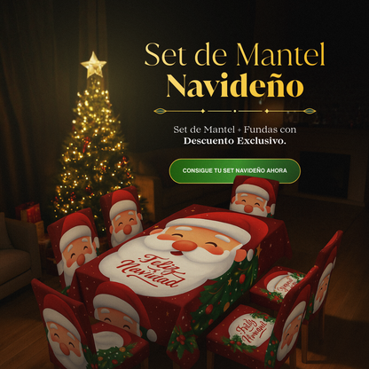 Set de Mantel Navideño con Fundas para Sillas 🎄✨50% DE DESCUENTO✨🎄
