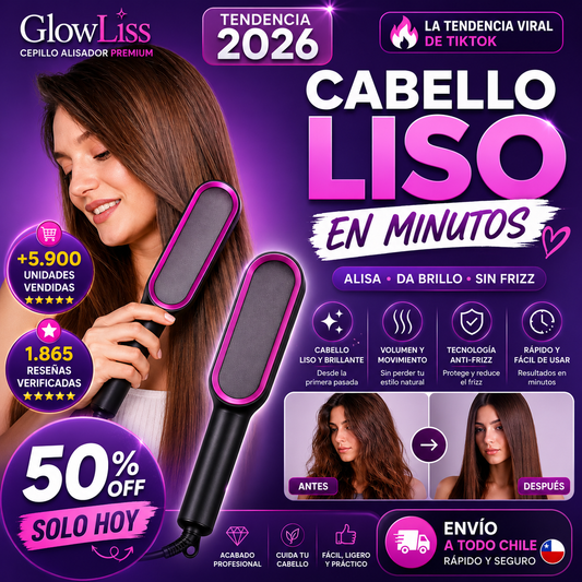 GlowLiss® - Cepillo Alisador Premium - Transforma tu Melena en Segundos😍