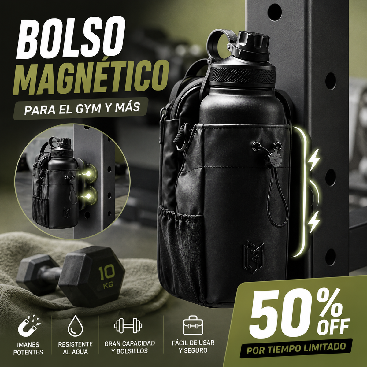 Bolso Magnético para Gimnasio - MODERNO Y MINIMALISTA EN TENDENCIA 😱50% DE DESCUENTO😱