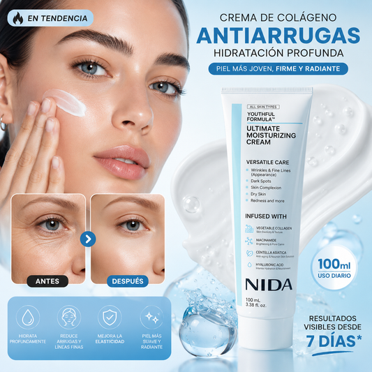 Crema de Colageno Antiarrugas NIDA 100ml - con Niacinamida y Centella Asiática - 😱50% DE DESCUENTO😱