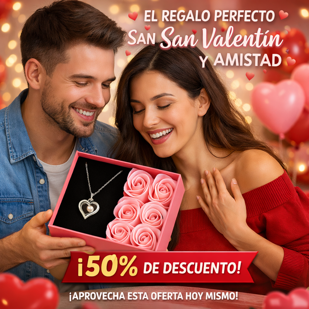 Box de Rosas Eternas con Collar Mágico - 50% DE DESCUENTO🌹❤️😍