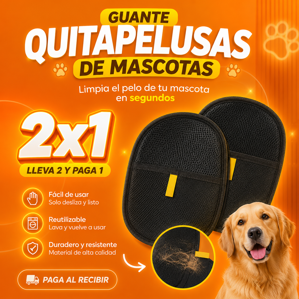 Guante QuitaPelusas de Mascotas - ADIÓS A LOS PELOS EN SEGUNDOS 😲Lleva 2 y Paga 1😲