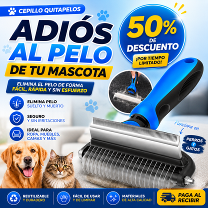 Cepillo de Doble Dentadura 🐶 ADIÓS AL PELO DE TU MASCOTA 😍50% DE DESCUENTO😍
