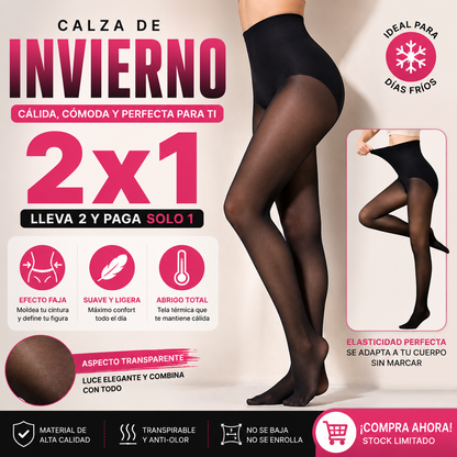 CALZA EFECTO PIEL CON COMPRESION ABDOMINAL - ELEGANCIA Y ESTILO INVERNAL 😍 LLEVA 2 Y PAGA 1 😱