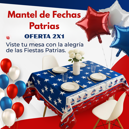 Mantel Decorativo de Fechas Patrias - DALE VIDA A TU MESA❤️💙🤍 Lleva 2 y Paga 1😱