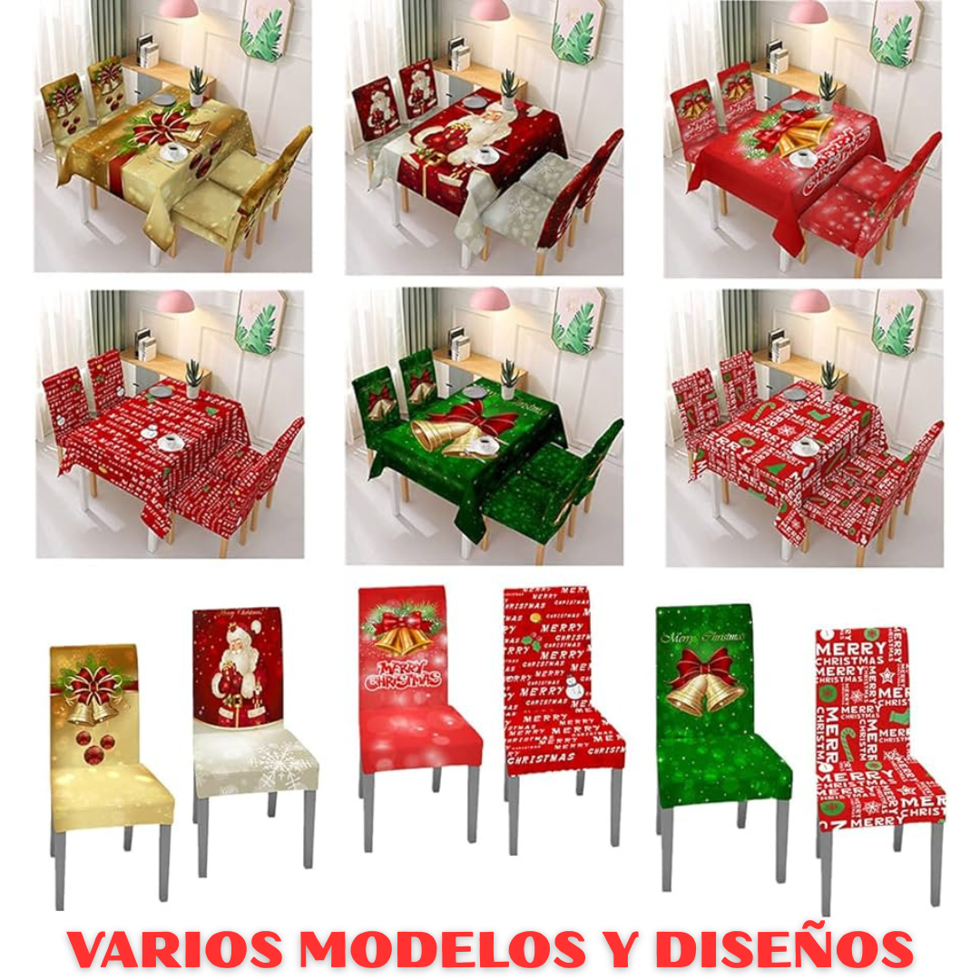 Set de Mantel Navideño con Fundas para Sillas 🎄✨50% DE DESCUENTO✨🎄