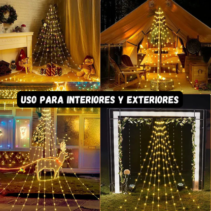 🌟🎄Luces Cascada de Navidad🎄🌟¡Con Panel Solar +12 Horas Continuas de Luz!