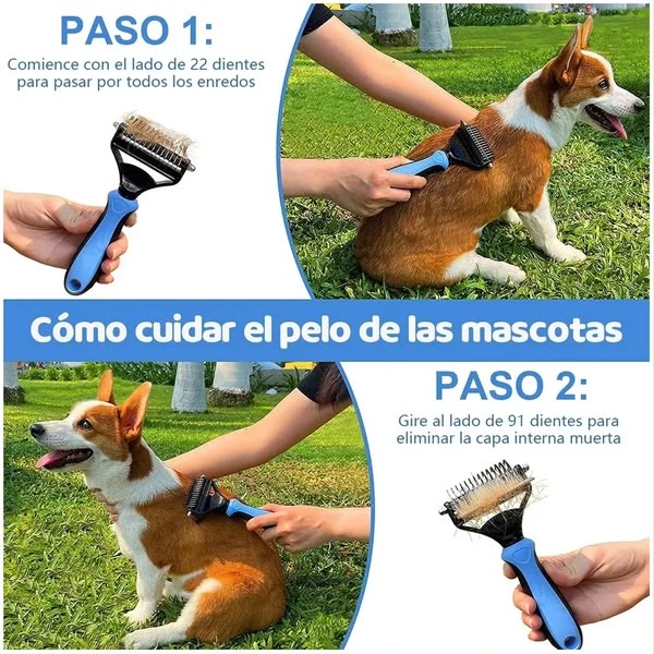 Cepillo de Doble Dentadura 🐶 ADIÓS AL PELO DE TU MASCOTA 😍50% DE DESCUENTO😍