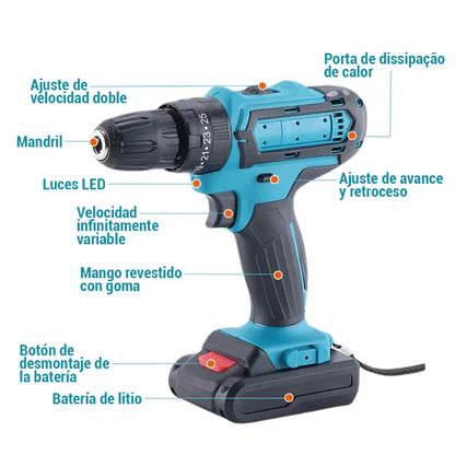 Taladro Inalámbrico 48V - Incluye 2 Baterías + 24 Accesorios ¡OFERTA EXCLUSIVA! 🧰