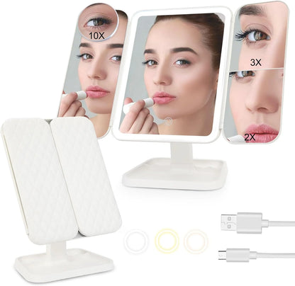 Espejo de Maquillaje con Luz LED - REALZA TU BELLEZA EN TODO MOMENTO 😍